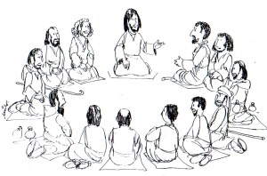 Jesus reunido con sus discipulos